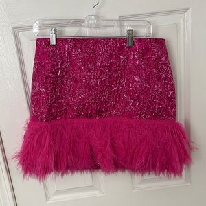 Elegant Pink Feathered Skirt